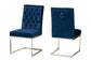 Sherine Contemporary Glam and Luxe Navy Blue Velvet Fabric and Silver Metal 2-Piece Dining Chair Set FredCo