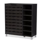 Shirley Modern and Contemporary Dark Brown Wood 2-Door Shoe Cabinet with Open Shelves FredCo