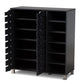Shirley Modern and Contemporary Dark Grey Finished 2-Door Wood Shoe Storage Cabinet with Open Shelves FredCo