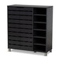 Shirley Modern and Contemporary Dark Grey Finished 2-Door Wood Shoe Storage Cabinet with Open Shelves FredCo
