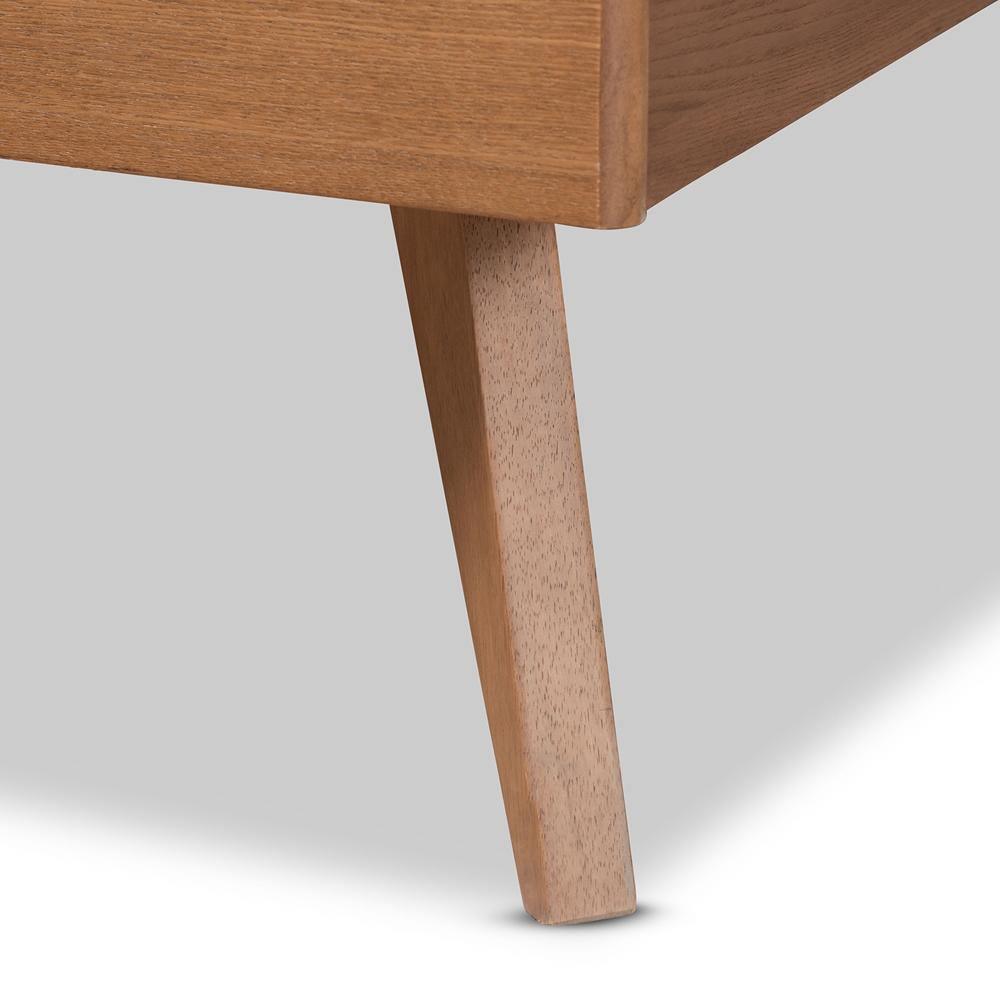 Shiro Mid-Century Modern Ash Walnut Finished Wood Queen Size Platform Bed FredCo