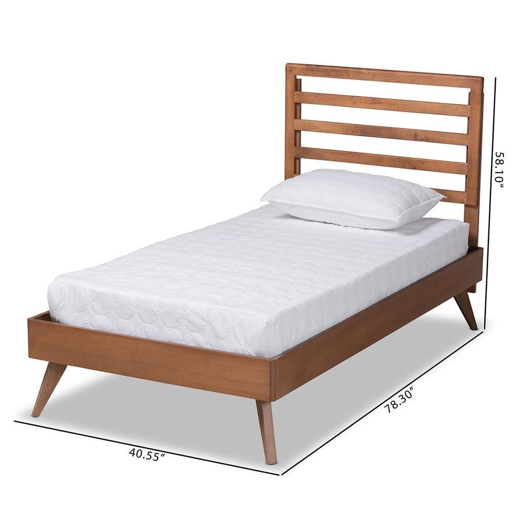 Shiro Mid-Century Modern Ash Walnut Finished Wood Twin Size Platform Bed FredCo