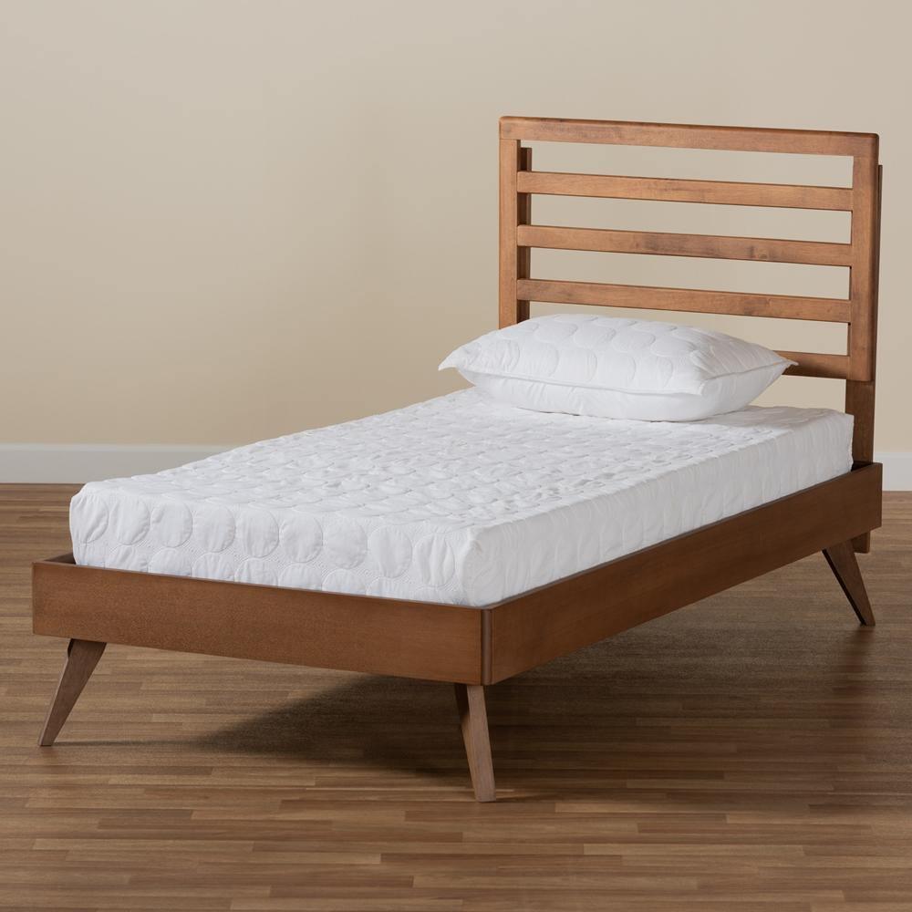 Shiro Mid-Century Modern Ash Walnut Finished Wood Twin Size Platform Bed FredCo