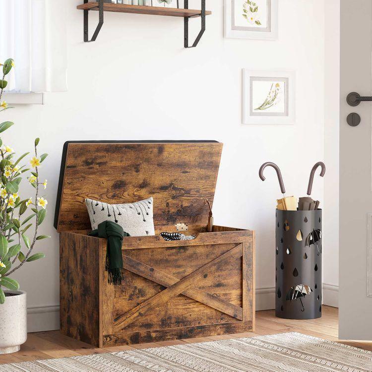 Shoe Bench Rustic Brown 29.9" L FredCo