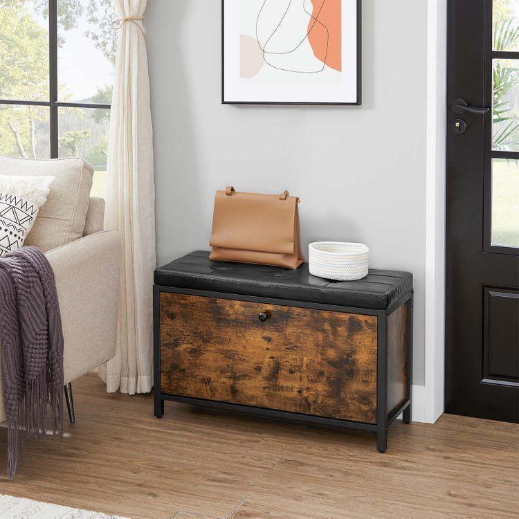 Shoe Bench Rustic Brown and Black FredCo