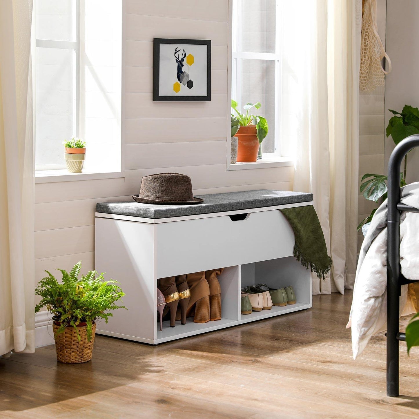 Shoe Bench White and Gray FredCo