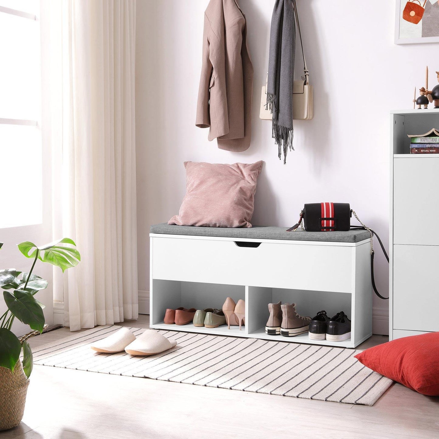 Shoe Bench White and Gray FredCo
