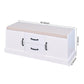 Shoe Cabinet with 2 Drawers and 2 Doors Living Room Storage Bench with White Cushion FredCo