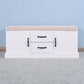 Shoe Cabinet with 2 Drawers and 2 Doors Living Room Storage Bench with White Cushion FredCo