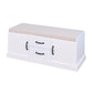 Shoe Cabinet with 2 Drawers and 2 Doors Living Room Storage Bench with White Cushion FredCo