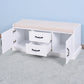 Shoe Cabinet with 2 Drawers and 2 Doors Living Room Storage Bench with White Cushion FredCo
