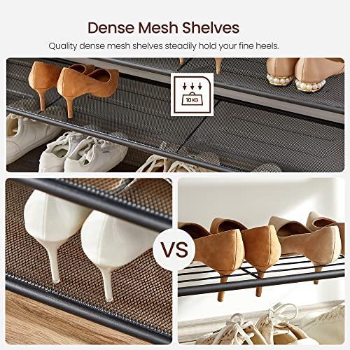 Shoe Organizer with 4 Mesh Shelves Rustic Brown FredCo