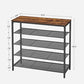 Shoe Organizer with 4 Mesh Shelves Rustic Brown FredCo