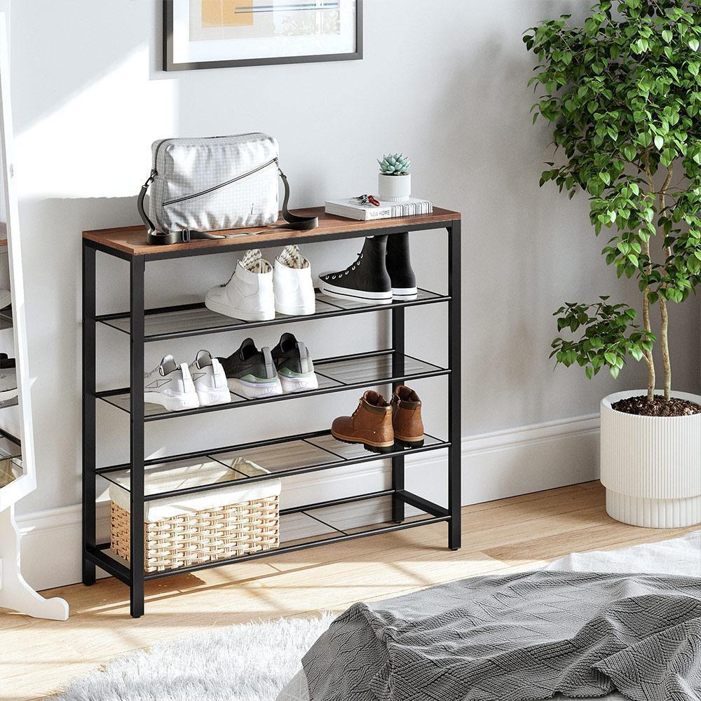 Shoe Rack Hazelnut Brown and Black FredCo
