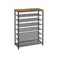 Shoe Rack with 7 Metal Shelves, Rustic Brown and Black FredCo