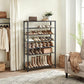 Shoe Rack with 7 Metal Shelves, Rustic Brown and Black FredCo