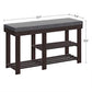 Shoe Storage Bench with Cushion, Brown and Gray FredCo