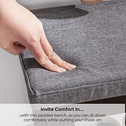 Shoe Storage Bench with Cushion, Brown and Gray FredCo