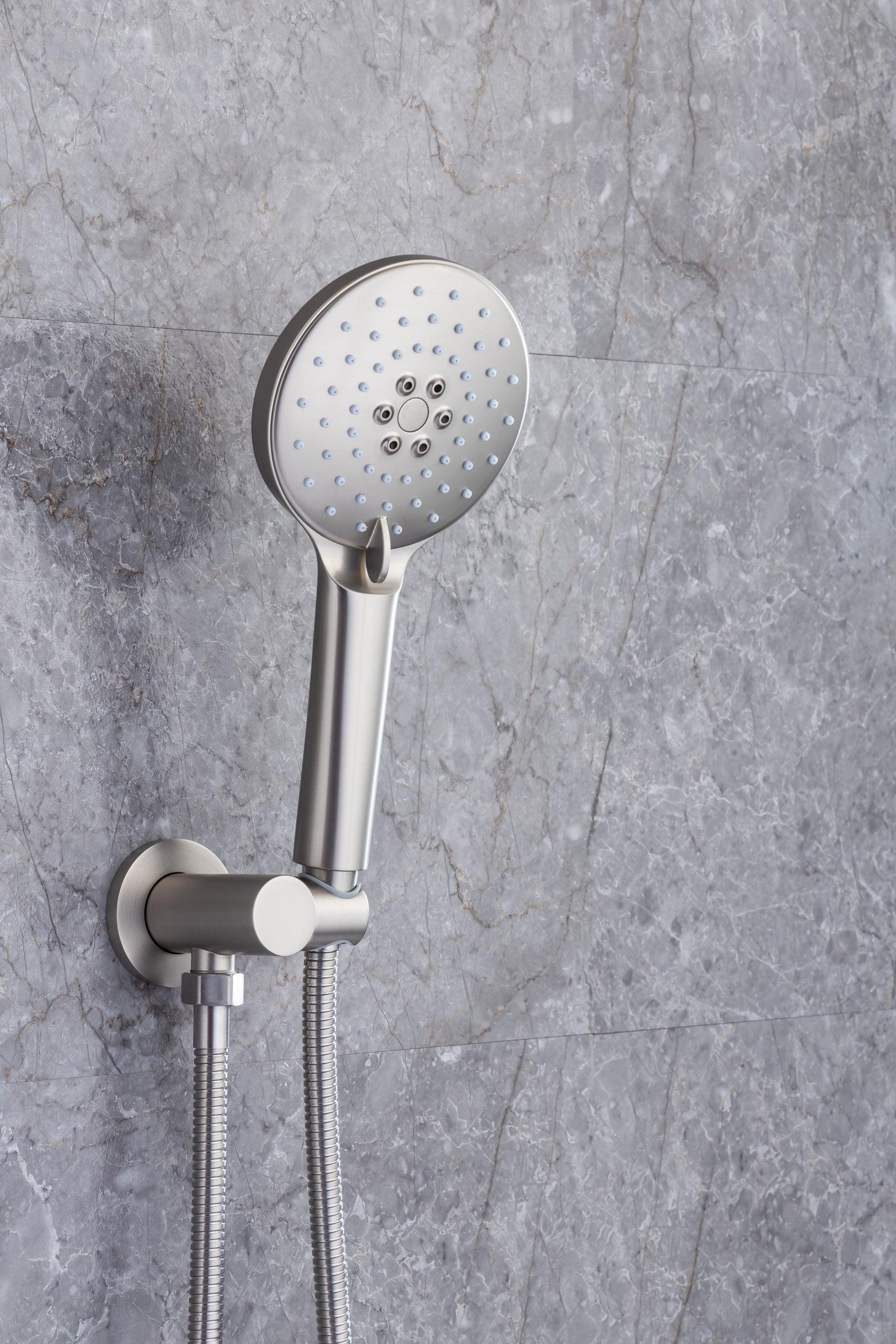 Shower Faucet Set, Wall Mount Round, 10 Inch Rain Shower Head with Spray, Solid Brass FredCo