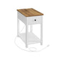 Side Table with Charging Station AC and USB White FredCo