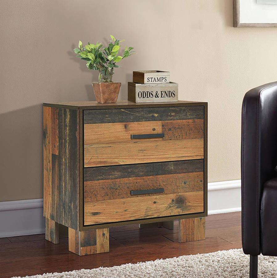Sidney 2-drawer Nightstand Rustic Pine 223142 Coaster FredCo