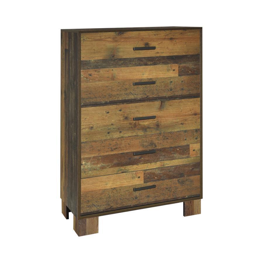 Sidney 5-piece Twin Panel Bedroom Set Rustic Pine Coaster FredCo