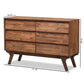 Sierra Mid-Century Modern Brown Wood 6-Drawer Dresser FredCo
