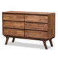 Sierra Mid-Century Modern Brown Wood 6-Drawer Dresser FredCo