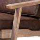 Sigrid Mid-Century Modern Dark Brown Faux Leather Effect Fabric Upholstered Antique Oak Finished 2-Piece Wood Armchair and Ottoman Set FredCo