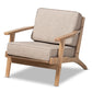 Sigrid Mid-Century Modern Light Grey Fabric Upholstered Antique Oak Finished Wood Armchair FredCo