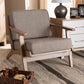 Sigrid Mid-Century Modern Light Grey Fabric Upholstered Antique Oak Finished Wood Armchair FredCo