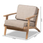 Sigrid Mid-Century Modern Light Grey Fabric Upholstered Antique Oak Finished Wood Armchair FredCo