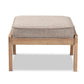 Sigrid Mid-Century Modern Light Grey Fabric Upholstered Antique Oak Finished Wood Ottoman FredCo