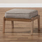 Sigrid Mid-Century Modern Light Grey Fabric Upholstered Antique Oak Finished Wood Ottoman FredCo
