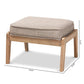 Sigrid Mid-Century Modern Light Grey Fabric Upholstered Antique Oak Finished Wood Ottoman FredCo