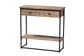 Silas Modern Industrial Natural Brown Finished Wood and Black Metal 2-Drawer Console Table FredCo