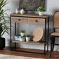 Silas Modern Industrial Natural Brown Finished Wood and Black Metal 2-Drawer Console Table FredCo
