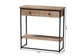 Silas Modern Industrial Natural Brown Finished Wood and Black Metal 2-Drawer Console Table FredCo