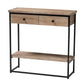 Silas Modern Industrial Natural Brown Finished Wood and Black Metal 2-Drawer Console Table FredCo