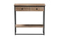 Silas Modern Industrial Natural Brown Finished Wood and Black Metal 2-Drawer Console Table FredCo