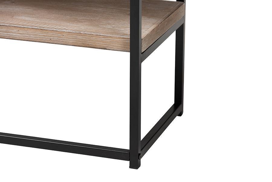 Silas Modern Industrial Natural Brown Finished Wood and Black Metal 2-Drawer Console Table FredCo
