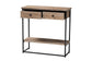 Silas Modern Industrial Natural Brown Finished Wood and Black Metal 2-Drawer Console Table FredCo