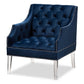 Silvana Modern and Contemporary Navy Velvet Fabric Upholstered Lounge Chair with Acrylic Legs FredCo
