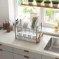 Silver 2-Tier Dish Drainer with Knife Holder FredCo