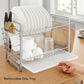 Silver 2-Tier Dish Drainer with Knife Holder FredCo
