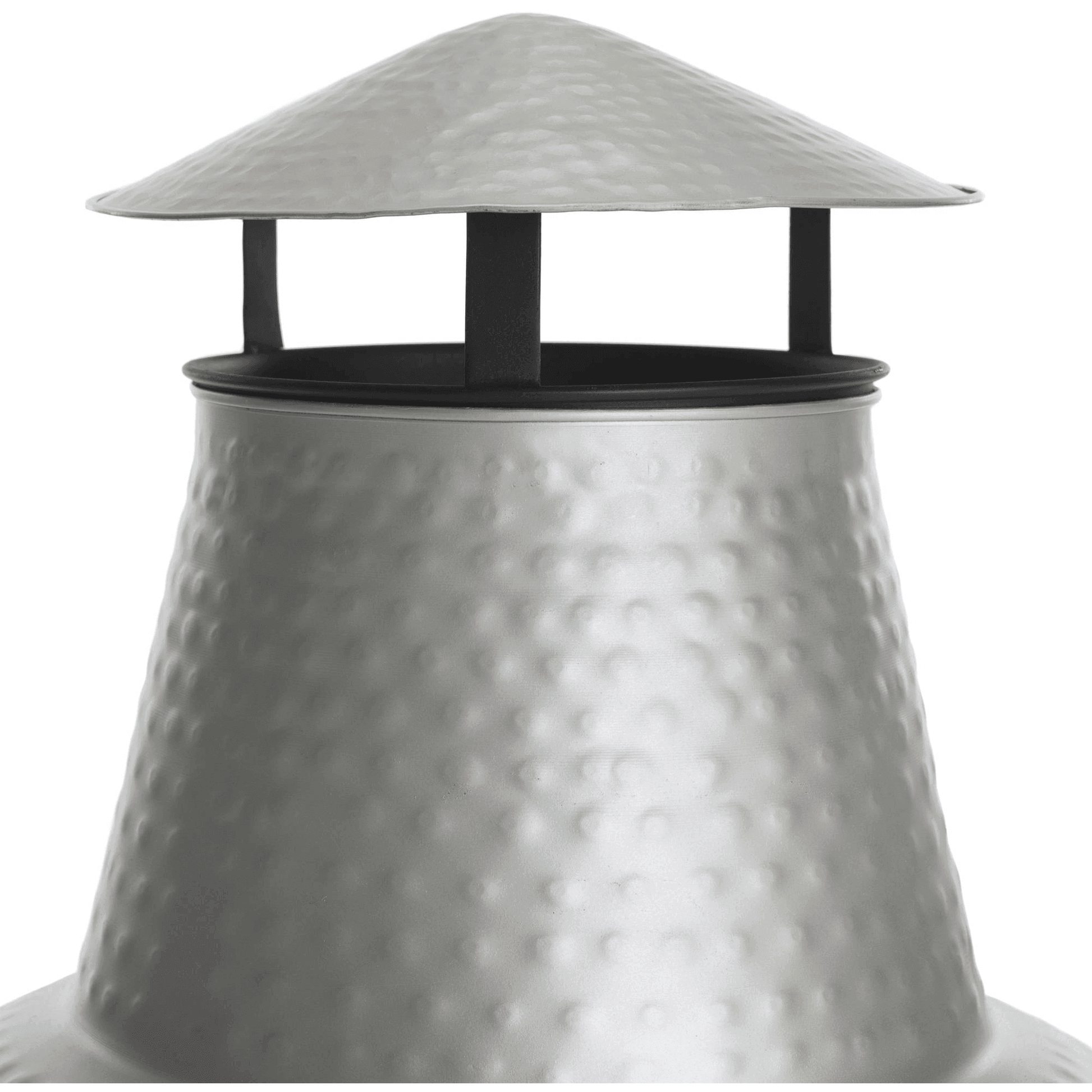 Silver Chiminea 18" Diameter, 40" Height Outdoor Fire Pit with Fire Poker, Silver/Black FredCo