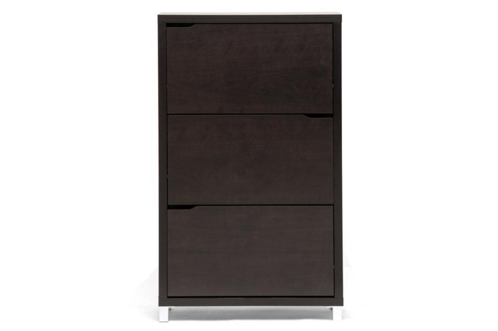 Simms Dark Brown Modern Shoe Cabinet FredCo