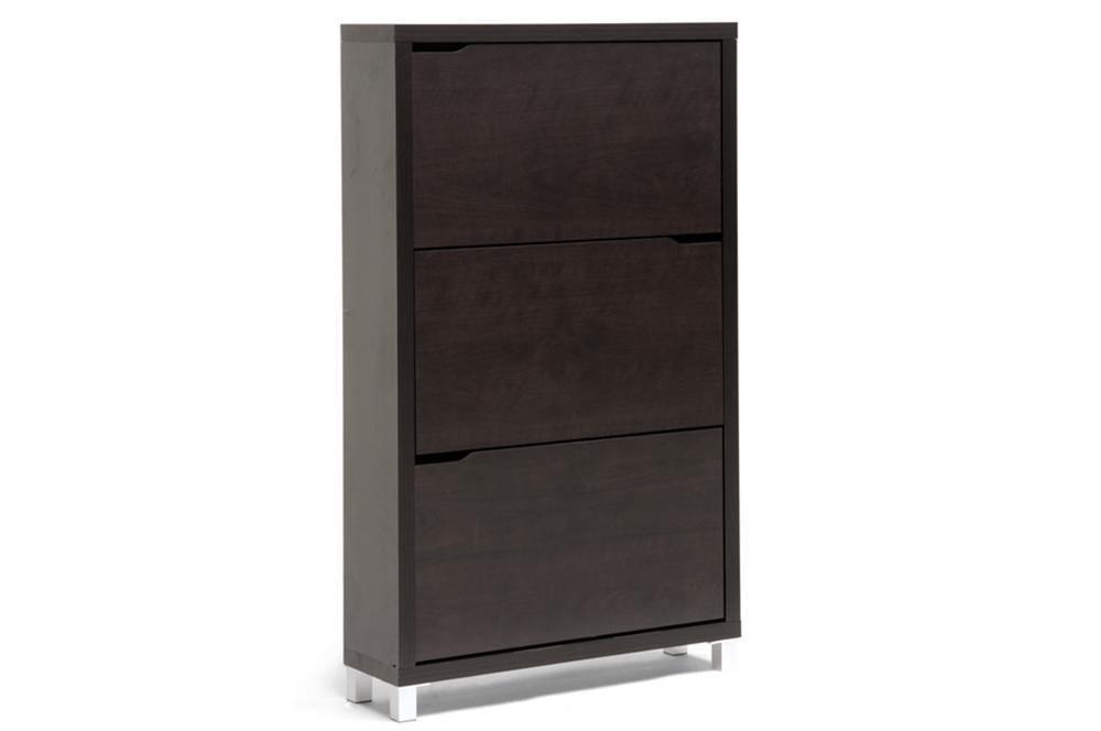 Simms Dark Brown Modern Shoe Cabinet FredCo