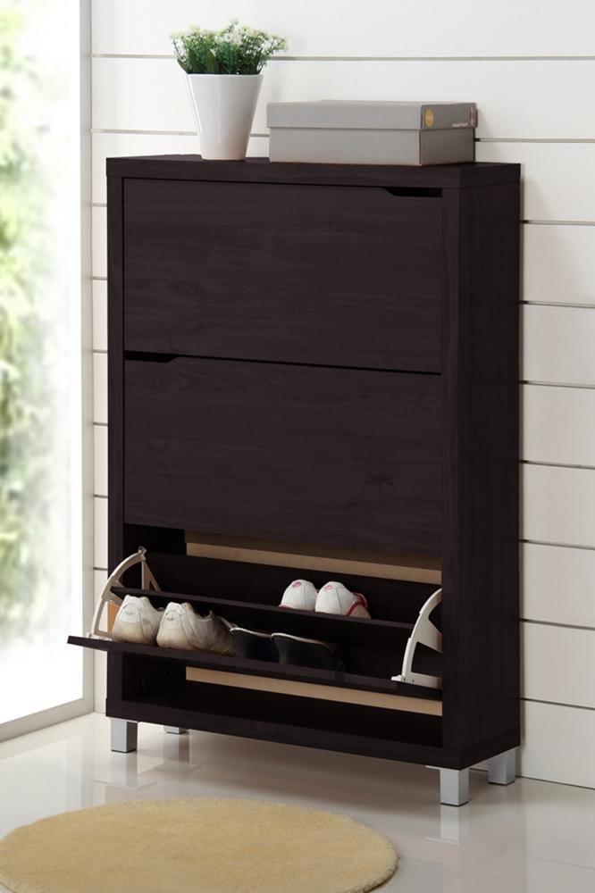 Simms Dark Brown Modern Shoe Cabinet FredCo