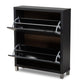 Simms Modern and contemporary Dark Grey Finished Wood Shoe Storage Cabinet with 4 Fold-Out Racks FredCo